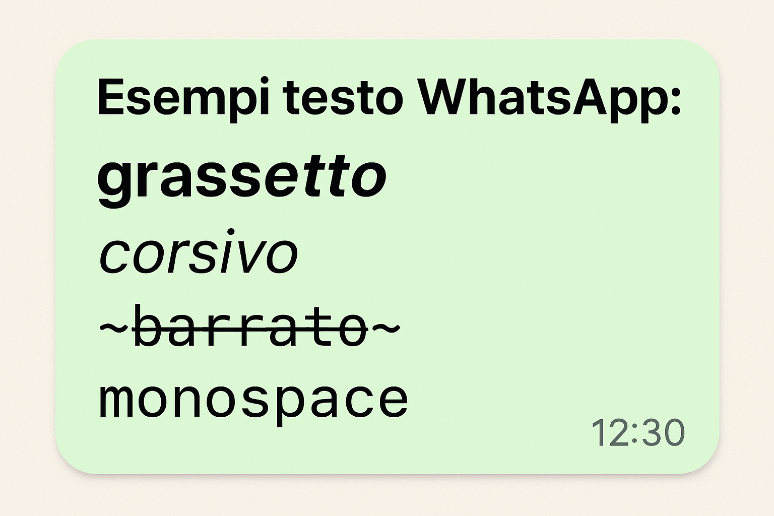 Formattazione testo WhatsApp grassetto corsivo barrato