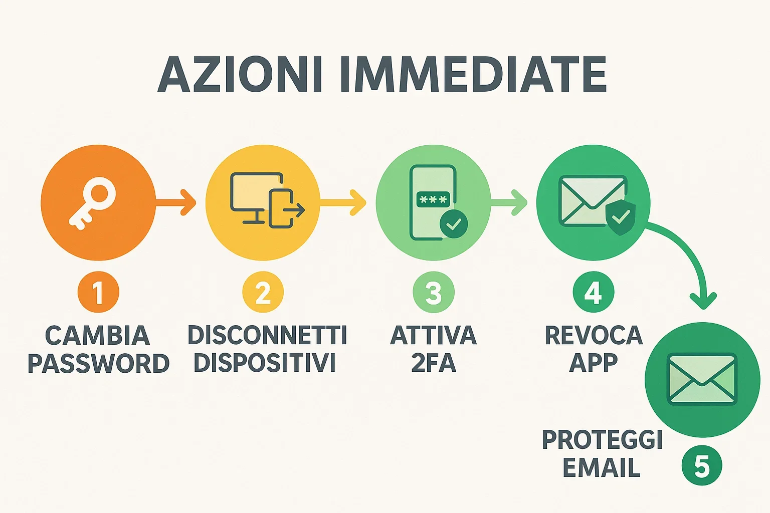 Diagramma a step delle azioni immediate da fare quando account è hackerato